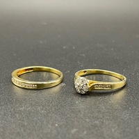 Ladies 18ct Yellow Gold 2 Ring Set Natural Diamond Rings