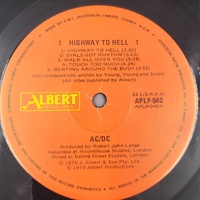 AC/DC Highway To Hell 1983 Albert Productions Reissue Australian Pressing Vinyl