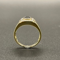 Mens 9ct Yellow Gold Black Gemstone and Diamonds Ring