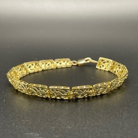 Ladies 10ct Yellow Gold Fancy Filigree Link Bracelet