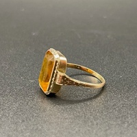 Ladies 9ct Yellow Gold Amber Stone Ring