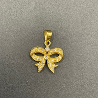 Ladies 18ct Yellow Gold Natural Diamond Bow Pendant