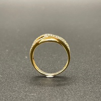 Ladies 10ct Yellow Gold Natural Diamond Cross Over Ring