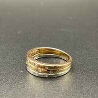 Ladies 9ct Three Tone Gold Natural Diamond Multi Row Ring