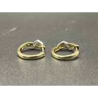 Ladies 9ct Yellow Gold Diamond Hoop Earrings