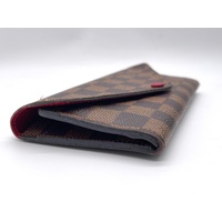 Louis Vuitton Sarah Wallet Damier Ebene Canvas Red Interior with Box