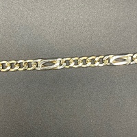Mens 9ct Yellow Gold Double Link Curb & Birdseye Bracelet
