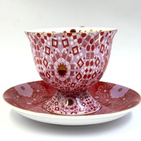 T2 Pink Moroccan Fine Bone China Tea Cup Set with Gold Accents