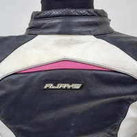 RJays Sapphire XS Ladies Motorcycle Jacket Black White Pink Leather