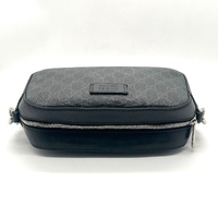 Gucci 574886 GG Supreme Canvas Black Red Web Stripe Leather Shoulder Bag