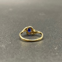 Ladies 9ct Yellow Gold Blue Gemstone & Diamond Ring
