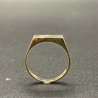 Mens 9ct Yellow Gold Diamond Signet Ring