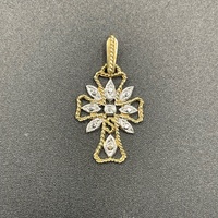 Ladies 9ct Two Tone Gold Cross Pattern Pendant