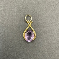 Ladies 9ct Yellow Gold Purple Stone Pendant