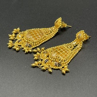 Ladies 21ct Yellow Gold Dangle Triangle Drop Earrings