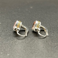 Ladies 18ct White Gold Pink Stone Drop Earrings