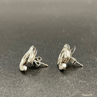 Ladies 14ct White Gold CC Diamond Stud Earrings