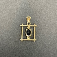 Ladies 9ct Yellow Gold Blue Opal Stone Pendant