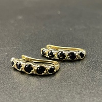 Ladies 9ct Yellow Gold Diamond & Sapphire Oval Hoop Earrings