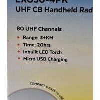 Ecoxgear 4 Pack Handheld Radio EXG50-4PK UHF CB Handheld Radio