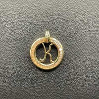 Ladies 9ct Yellow Gold Cubic Zirconia Letter K Round Pendant
