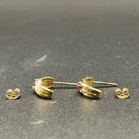 Ladies 9ct Yellow Gold Gemstone Semi Hoop Earrings