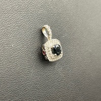 Ladies 10ct White Gold Blue Sapphire & Diamond Pendant