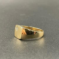 Mens 9ct Yellow Gold Natural Diamond Signet Ring