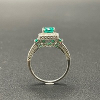 Ladies 9ct White Gold Blue Green Stone & Diamond Ring