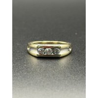 Mens 10ct Yellow Gold Natural Diamond Ring