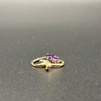 Ladies 9ct Yellow Gold Purple Stone Heart Pendant