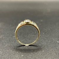 Ladies 9ct Yellow Gold Blue Gemstone and CZ Ring