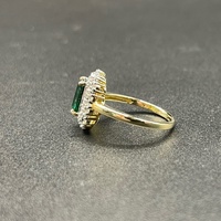 Ladies 9ct Yellow Gold Green Gemstone & Diamond Ring