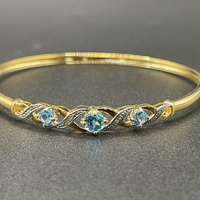 Ladies 9ct Yellow Gold Blue Stone Trifari Bangle