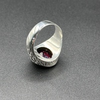 Mens 925 Sterling Silver Ruby Red Stone Ring
