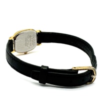 Seiko 2Y01-5A90 Ladies Quartz Watch Gold Tone Black Dial Leather Band