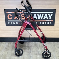 Aidacare Aspire Foldable Rollator Walker Seat Red 130kg Weight Limit