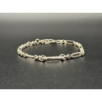 Ladies 925 Sterling Silver Paperclip & Belcher Link Bracelet