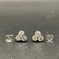 Ladies 9ct White Gold Diamond Stud Earrings