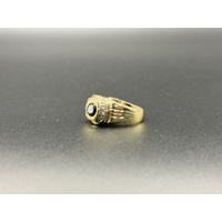 Mens 9ct Yellow Gold Black Onyx & Diamond Ring