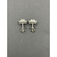 Ladies 9ct White Gold Natural Diamond Cluster Stud Earrings