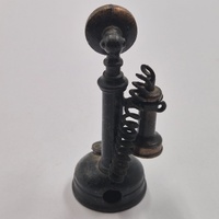 Antique Metal Candlestick Telephone Pencil Sharpener Vintage Retro Desk Collectible