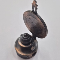 Antique Metal Pencil Sharpener Oil Lamp Vintage Miniature Collectible Desk Decor