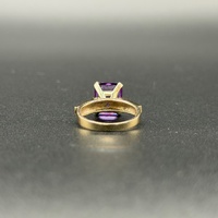 Ladies 9ct Yellow Gold Purple Gemstone & Diamond Ring