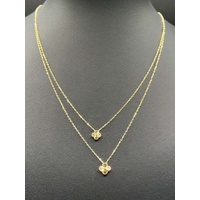 Ladies 18ct Yellow Gold Cable Link & Clover Pendant Necklace