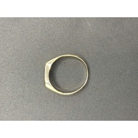 Mens 9ct Yellow Gold Blue Gemstone & CZ Ring