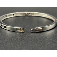 Ladies 925 Sterling Silver Gemstone Hinged Bangle