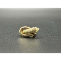 Unisex 9ct Yellow Gold Green Eyed Snake Ring 