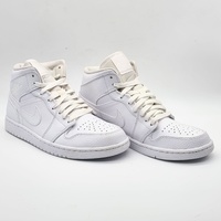 Nike Air Jordan 1 Mid Triple White 2020 Size 8 Leather 554724-130