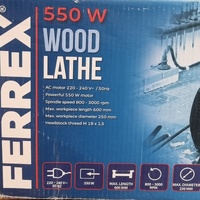 Ferrex 550W Wood Lathe 16242 Electric Benchtop Woodworking Turning Tool